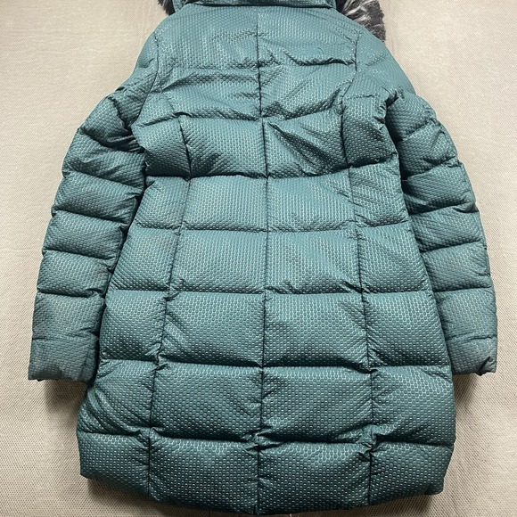 The North Face Jacket Parkina Womens Small Goose Down Long Coat Green Fur Hood - Picture 9 of 13